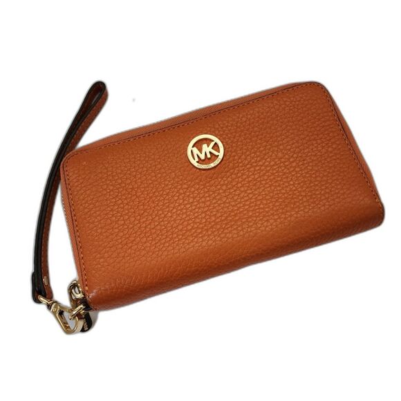 Michael Kors Womens Zip Around Leather Wallet Wristlet - Picture 1 of 9
